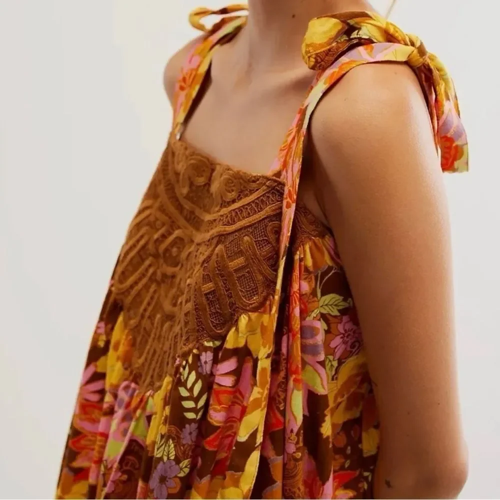 Free People Bali Moroccan Flowers Tunic Top (OVERSIZED)